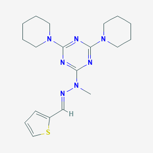 molecular formula C19H27N7S B301562 2-[(2E)-1-methyl-2-(thiophen-2-ylmethylidene)hydrazinyl]-4,6-di(piperidin-1-yl)-1,3,5-triazine 