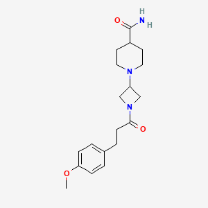 molecular formula C19H27N3O3 B3015625 1-(1-(3-(4-Methoxyphenyl)propanoyl)azetidin-3-yl)piperidine-4-carboxamide CAS No. 2034449-25-5