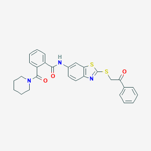 N-{2-[(2-oxo-2-phenylethyl)sulfanyl]-1,3-benzothiazol-6-yl}-2-(1-piperidinylcarbonyl)benzamide