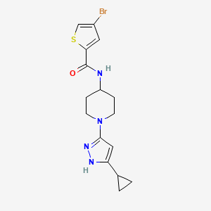 molecular formula C16H19BrN4OS B3015631 4-溴-N-(1-(5-环丙基-1H-吡唑-3-基)哌啶-4-基)噻吩-2-甲酰胺 CAS No. 2034200-67-2
