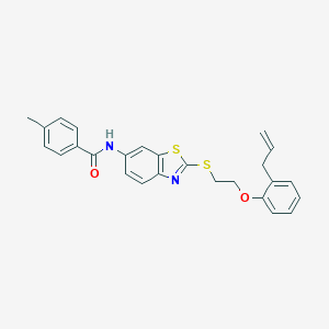 molecular formula C26H24N2O2S2 B301564 N-(2-{[2-(2-allylphenoxy)ethyl]sulfanyl}-1,3-benzothiazol-6-yl)-4-methylbenzamide 