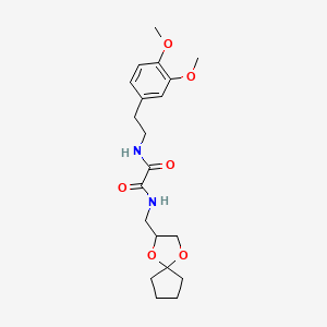 molecular formula C20H28N2O6 B3015652 N1-(1,4-dioxaspiro[4.4]nonan-2-ylmethyl)-N2-(3,4-dimethoxyphenethyl)oxalamide CAS No. 941870-26-4