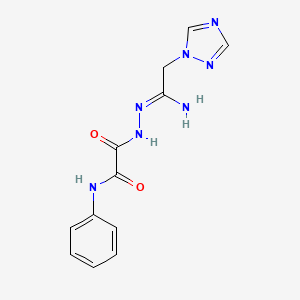 molecular formula C12H13N7O2 B3015657 2-oxo-N-phenyl-2-{2-[2-(1H-1,2,4-triazol-1-yl)ethanimidoyl]hydrazino}acetamide CAS No. 338405-44-0