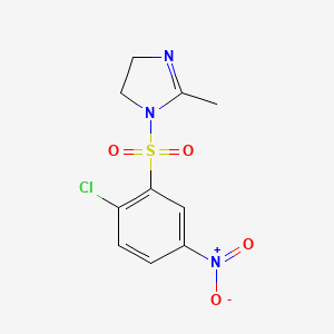 molecular formula C10H10ClN3O4S B3015660 1-((2-chloro-5-nitrophenyl)sulfonyl)-2-methyl-4,5-dihydro-1H-imidazole CAS No. 433964-05-7