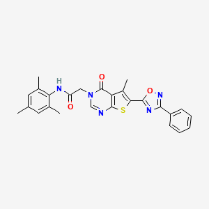 molecular formula C26H23N5O3S B3015671 N-mesityl-2-(5-methyl-4-oxo-6-(3-phenyl-1,2,4-oxadiazol-5-yl)thieno[2,3-d]pyrimidin-3(4H)-yl)acetamide CAS No. 1242861-93-3