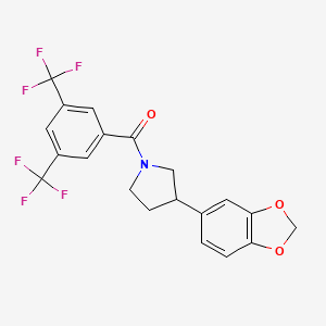 molecular formula C20H15F6NO3 B3015677 (3-(Benzo[d][1,3]dioxol-5-yl)pyrrolidin-1-yl)(3,5-bis(trifluoromethyl)phenyl)methanone CAS No. 2034597-44-7