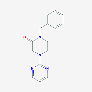 molecular formula C15H16N4O B3015678 1-Benzyl-4-pyrimidin-2-ylpiperazin-2-one CAS No. 2415565-10-3