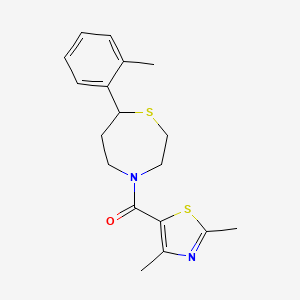molecular formula C18H22N2OS2 B3015679 (2,4-Dimethylthiazol-5-yl)(7-(o-tolyl)-1,4-thiazepan-4-yl)methanone CAS No. 1704640-82-3