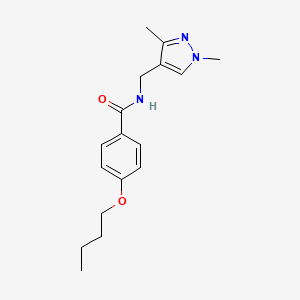 4-butoxy-N-((1,3-dimethyl-1H-pyrazol-4-yl)methyl)benzamide