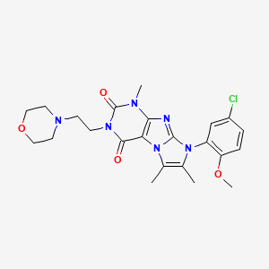 molecular formula C23H27ClN6O4 B3015686 8-(5-chloro-2-methoxyphenyl)-1,6,7-trimethyl-3-(2-morpholinoethyl)-1H-imidazo[2,1-f]purine-2,4(3H,8H)-dione CAS No. 896308-07-9