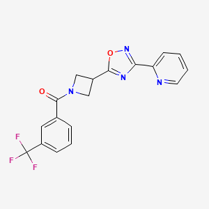 molecular formula C18H13F3N4O2 B3015690 (3-(3-(Pyridin-2-yl)-1,2,4-oxadiazol-5-yl)azetidin-1-yl)(3-(trifluoromethyl)phenyl)methanone CAS No. 1251681-31-8