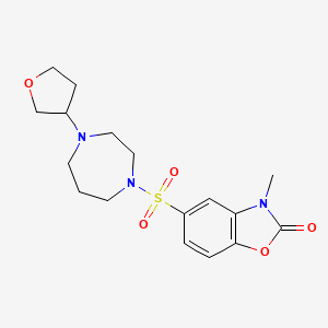 molecular formula C17H23N3O5S B3015693 3-methyl-5-((4-(tetrahydrofuran-3-yl)-1,4-diazepan-1-yl)sulfonyl)benzo[d]oxazol-2(3H)-one CAS No. 2309733-37-5