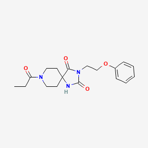 molecular formula C18H23N3O4 B3015698 3-(2-Phenoxyethyl)-8-propionyl-1,3,8-triazaspiro[4.5]decane-2,4-dione CAS No. 1021126-99-7