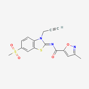 molecular formula C16H13N3O4S2 B3015717 (E)-3-methyl-N-(6-(methylsulfonyl)-3-(prop-2-yn-1-yl)benzo[d]thiazol-2(3H)-ylidene)isoxazole-5-carboxamide CAS No. 946334-58-3