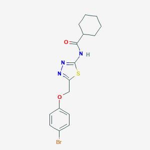 molecular formula C16H18BrN3O2S B301572 N-{5-[(4-bromophenoxy)methyl]-1,3,4-thiadiazol-2-yl}cyclohexanecarboxamide 
