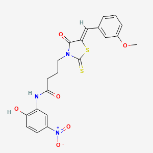N-(2-hydroxy-5-nitrophenyl)-4-[(5Z)-5-[(3-methoxyphenyl)methylidene]-4-oxo-2-sulfanylidene-1,3-thiazolidin-3-yl]butanamide