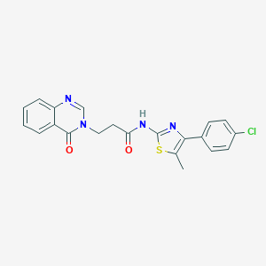 molecular formula C21H17ClN4O2S B301573 N-[4-(4-chlorophenyl)-5-methyl-1,3-thiazol-2-yl]-3-(4-oxoquinazolin-3(4H)-yl)propanamide 