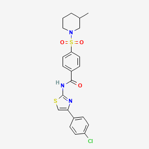 molecular formula C22H22ClN3O3S2 B3015731 N-(4-(4-氯苯基)噻唑-2-基)-4-((3-甲基哌啶-1-基)磺酰基)苯甲酰胺 CAS No. 683261-90-7