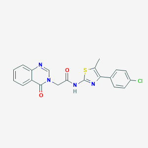 molecular formula C20H15ClN4O2S B301576 N-[4-(4-chlorophenyl)-5-methyl-1,3-thiazol-2-yl]-2-(4-oxoquinazolin-3(4H)-yl)acetamide 