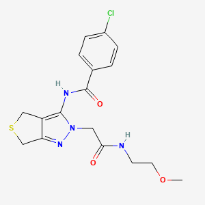 molecular formula C17H19ClN4O3S B3015781 4-chloro-N-(2-(2-((2-methoxyethyl)amino)-2-oxoethyl)-4,6-dihydro-2H-thieno[3,4-c]pyrazol-3-yl)benzamide CAS No. 1105249-18-0