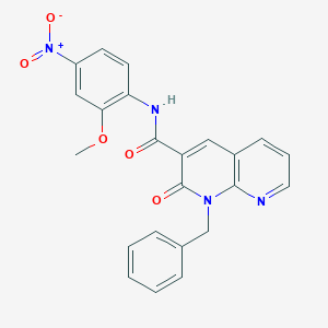 molecular formula C23H18N4O5 B3015788 1-benzyl-N-(2-methoxy-4-nitrophenyl)-2-oxo-1,2-dihydro-1,8-naphthyridine-3-carboxamide CAS No. 899745-02-9