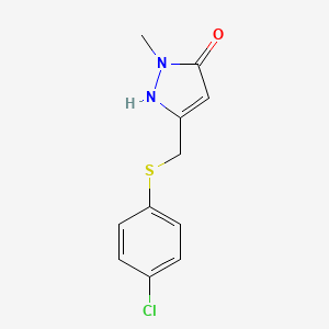 molecular formula C11H11ClN2OS B3015791 3-{[(4-chlorophenyl)sulfanyl]methyl}-1-methyl-1H-pyrazol-5-ol CAS No. 318234-25-2