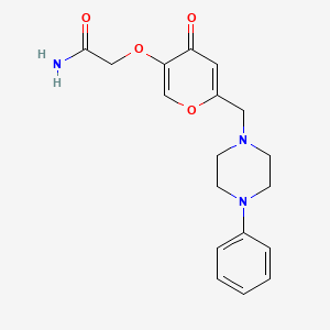 molecular formula C18H21N3O4 B3015798 2-[4-Oxo-6-[(4-phenylpiperazin-1-yl)methyl]pyran-3-yl]oxyacetamide CAS No. 898455-66-8