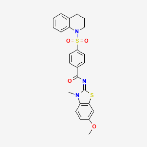 molecular formula C25H23N3O4S2 B3015804 (E)-4-((3,4-二氢喹啉-1(2H)-基)磺酰基)-N-(6-甲氧基-3-甲基苯并[d]噻唑-2(3H)-亚甲基)苯甲酰胺 CAS No. 850909-51-2