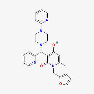 molecular formula C26H27N5O3 B3015806 1-(呋喃-2-基甲基)-4-羟基-6-甲基-3-(吡啶-2-基(4-(吡啶-2-基)哌嗪-1-基)甲基)吡啶-2(1H)-酮 CAS No. 897612-92-9