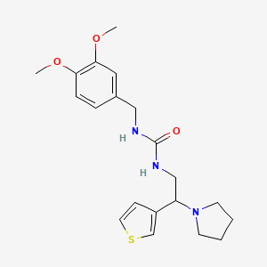 molecular formula C20H27N3O3S B3015807 1-(3,4-Dimethoxybenzyl)-3-(2-(pyrrolidin-1-yl)-2-(thiophen-3-yl)ethyl)urea CAS No. 1171763-21-5