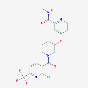 molecular formula C19H18ClF3N4O3 B3015813 4-({1-[2-chloro-6-(trifluoromethyl)pyridine-3-carbonyl]piperidin-3-yl}oxy)-N-methylpyridine-2-carboxamide CAS No. 2094618-12-7