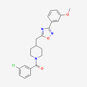 molecular formula C22H22ClN3O3 B3015817 1-(3-Chlorobenzoyl)-4-{[3-(3-methoxyphenyl)-1,2,4-oxadiazol-5-yl]methyl}piperidine CAS No. 1775471-63-0