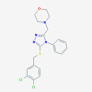 molecular formula C20H20Cl2N4OS B301582 4-[[5-[(3,4-Dichlorophenyl)methylthio]-4-phenyl-1,2,4-triazol-3-yl]methyl]morpholine 