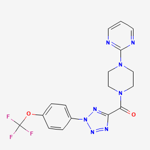 molecular formula C17H15F3N8O2 B3015824 (4-(嘧啶-2-基)哌嗪-1-基)(2-(4-(三氟甲氧基)苯基)-2H-四唑-5-基)甲酮 CAS No. 1396792-97-4