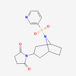 molecular formula C16H19N3O4S B3015834 1-((1R,5S)-8-(pyridin-3-ylsulfonyl)-8-azabicyclo[3.2.1]octan-3-yl)pyrrolidine-2,5-dione CAS No. 2060474-30-6