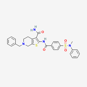 molecular formula C29H28N4O4S2 B3015836 6-benzyl-2-[[4-[methyl(phenyl)sulfamoyl]benzoyl]amino]-5,7-dihydro-4H-thieno[2,3-c]pyridine-3-carboxamide CAS No. 524691-80-3