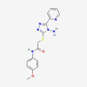 molecular formula C16H16N6O2S B3015839 2-((4-amino-5-(pyridin-2-yl)-4H-1,2,4-triazol-3-yl)thio)-N-(4-methoxyphenyl)acetamide CAS No. 575463-03-5