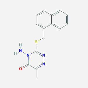 molecular formula C15H14N4OS B3015846 4-Amino-6-methyl-3-(naphthalen-1-ylmethylsulfanyl)-1,2,4-triazin-5-one CAS No. 869068-04-2