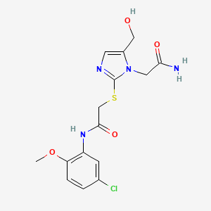 molecular formula C15H17ClN4O4S B3015855 2-((1-(2-氨基-2-氧代乙基)-5-(羟甲基)-1H-咪唑-2-基)硫代)-N-(5-氯-2-甲氧基苯基)乙酰胺 CAS No. 921886-02-4