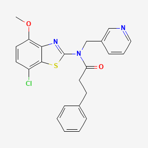 molecular formula C23H20ClN3O2S B3015868 N-(7-氯-4-甲氧基苯并[d]噻唑-2-基)-3-苯基-N-(吡啶-3-基甲基)丙酰胺 CAS No. 886965-53-3