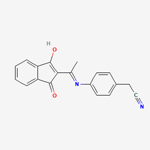 molecular formula C19H14N2O2 B3015874 2-(4-{[1-(1,3-二氧代-1,3-二氢-2H-茚-2-亚甲基)乙基]氨基}苯基)乙腈 CAS No. 1022589-85-0