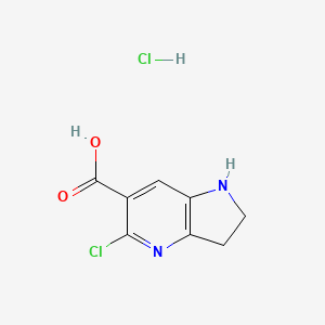 molecular formula C8H8Cl2N2O2 B3015883 5-Chloro-2,3-dihydro-1H-pyrrolo[3,2-b]pyridine-6-carboxylic acid;hydrochloride CAS No. 2230799-92-3