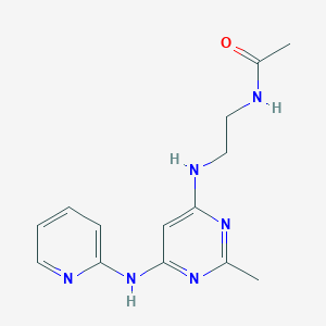 molecular formula C14H18N6O B3015884 N-(2-((2-methyl-6-(pyridin-2-ylamino)pyrimidin-4-yl)amino)ethyl)acetamide CAS No. 1428349-07-8