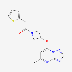 molecular formula C15H15N5O2S B3015885 1-[3-({5-Methyl-[1,2,4]triazolo[1,5-a]pyrimidin-7-yl}oxy)azetidin-1-yl]-2-(thiophen-2-yl)ethan-1-one CAS No. 2097912-69-9