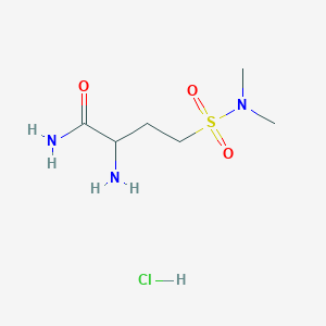 molecular formula C6H16ClN3O3S B3015887 2-氨基-4-(二甲基氨磺酰基)丁酰胺；盐酸盐 CAS No. 2375259-21-3