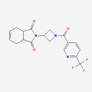molecular formula C18H16F3N3O3 B3015888 2-(1-(6-(trifluoromethyl)nicotinoyl)azetidin-3-yl)-3a,4,7,7a-tetrahydro-1H-isoindole-1,3(2H)-dione CAS No. 2034270-30-7