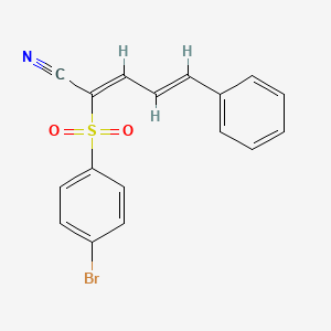 molecular formula C17H12BrNO2S B3015891 2-((4-溴苯基)磺酰基)-5-苯基戊-2,4-二烯腈 CAS No. 861070-32-8