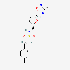 molecular formula C17H21N3O4S B3015893 (E)-N-[[(2R,5S)-5-(3-Methyl-1,2,4-oxadiazol-5-yl)oxolan-2-yl]methyl]-2-(4-methylphenyl)ethenesulfonamide CAS No. 2223451-56-5