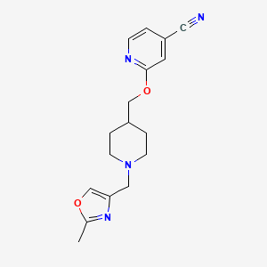 B3015897 2-[[1-[(2-Methyl-1,3-oxazol-4-yl)methyl]piperidin-4-yl]methoxy]pyridine-4-carbonitrile CAS No. 2415573-51-0