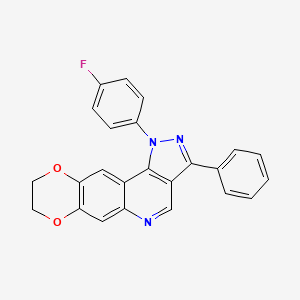 molecular formula C24H16FN3O2 B3015900 1-(4-氟苯基)-3-苯基-8,9-二氢-1H-[1,4]二氧杂环[2,3-g]吡唑并[4,3-c]喹啉 CAS No. 901044-62-0